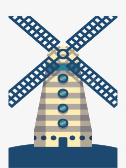 纪念风车深蓝色荷兰的风车矢量图高清图片