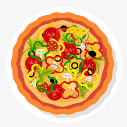 火腿粒圆形披萨高清图片