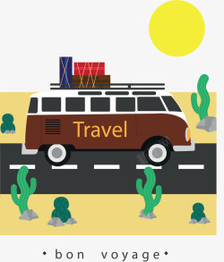 旅游季沙漠自驾游矢量图素材
