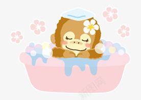 动物猴洗澡的小猴子png免抠素材_新图网 https://ixintu.com 动物 卡通猴素材 可爱元素 小猴子 手绘素材 水彩 洗澡 猴卡通 猴图案
