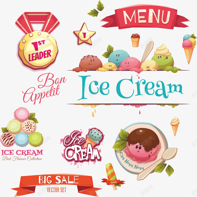 冰淇淋矢量图eps免抠素材_新图网 https://ixintu.com eps格式 冰淇淋 卡通矢量图下载 标签 销售 矢量图