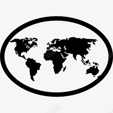 地球大陆在椭圆形图标图标