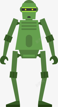 卡通绿色通讯科技机器人人物矢量图素材