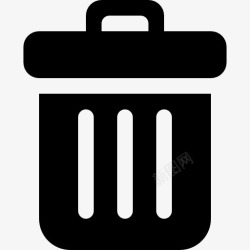 大茶缸垃圾桶黑色象征图标高清图片