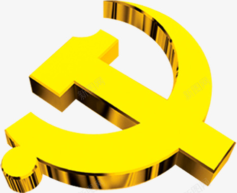 立体金黄色效果图标党徽图标