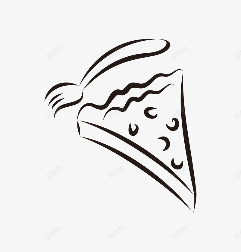 黑色手绘披萨图标png_新图网 https://ixintu.com 卡通披萨 叉子 手绘披萨 披萨 披萨图标 食物