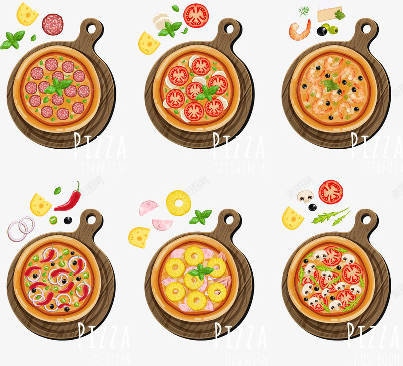 披萨食物矢量图eps免抠素材_新图网 https://ixintu.com 卡通披萨 披萨 披萨食物 食物 餐饮 矢量图