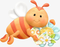 卡通红色小蜜蜂小太阳花素材
