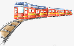 手绘红色艺术手绘火车素材