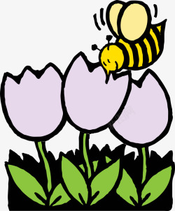 蜜蜂花丛中采蜜素材