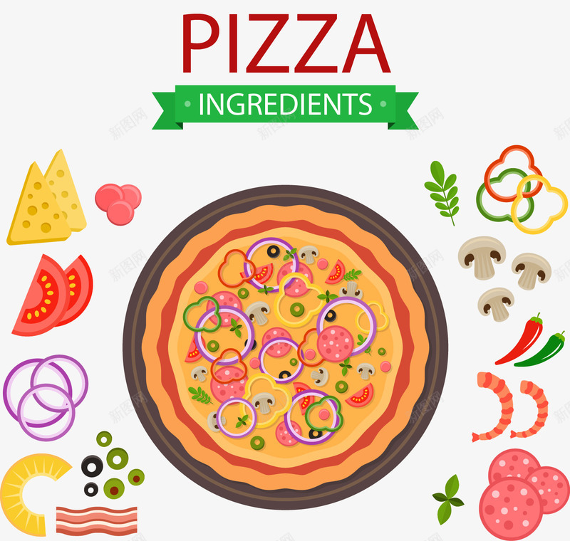 手绘披萨配料png免抠素材_新图网 https://ixintu.com 手绘 披萨 配料 食物