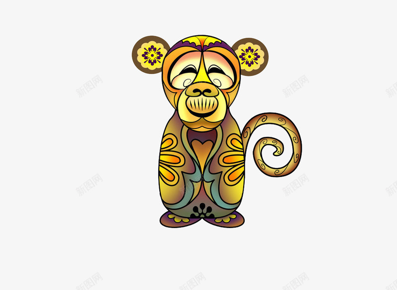 黄色的猴子png免抠素材_新图网 https://ixintu.com 愁 猴子 装饰 黄色