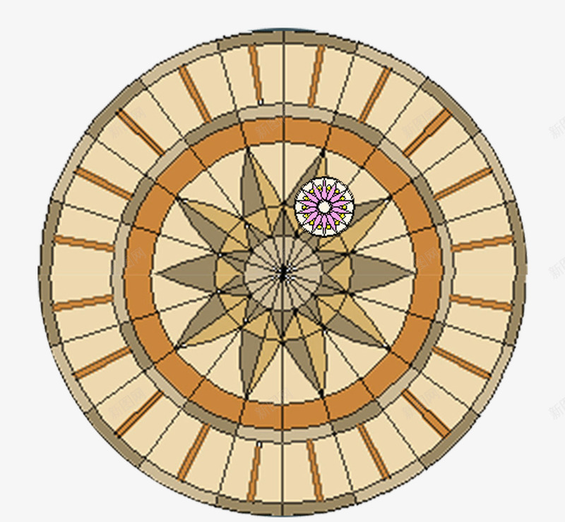 复古图案png免抠素材_新图网 https://ixintu.com 图形 圆形模块 地板花纹 地面造型 形状 装饰图案