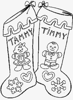 两个可爱袜子简笔画装饰图素材