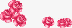 春天红色手绘玫瑰装饰素材