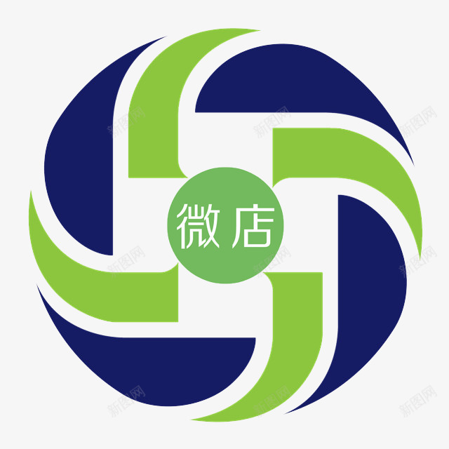 蓝绿风车形状微店标志图标psd_新图网 https://ixintu.com logo 图标 微商 微商logo 微店 标志 蓝绿 风车形状