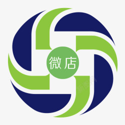 云集微店logo蓝绿风车形状微店标志图标高清图片