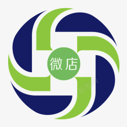 微店logo蓝绿风车形状微店标志图标高清图片