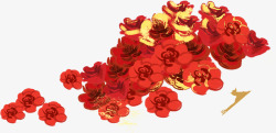 手绘红色水彩玫瑰花朵素材