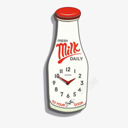 卡通时钟牛奶瓶素材