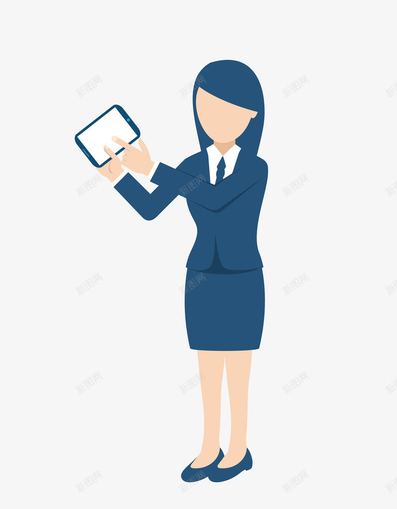 工作服女人png免抠素材_新图网 https://ixintu.com 一个 一部 卡通 女人 工作服 平板电脑 短裙