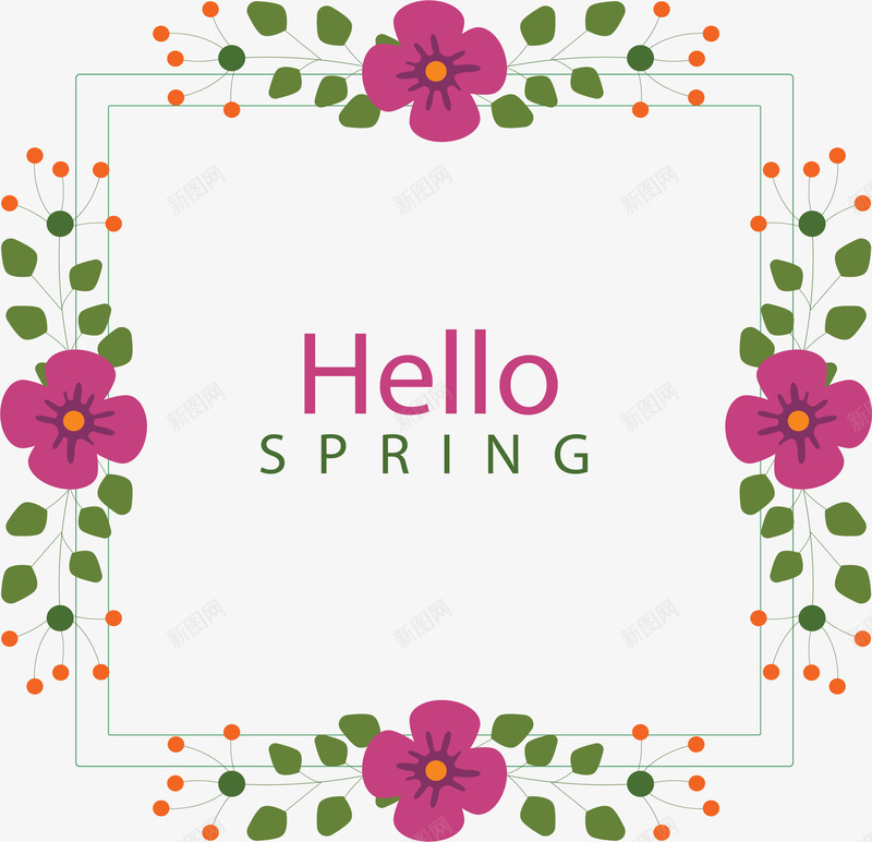 枚红色花朵春天边框png免抠素材_新图网 https://ixintu.com hellospring 你好春天 春天 春天边框 玫红花朵 矢量png