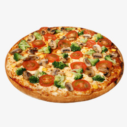 钀吇番茄香菇西蓝花味披萨高清图片