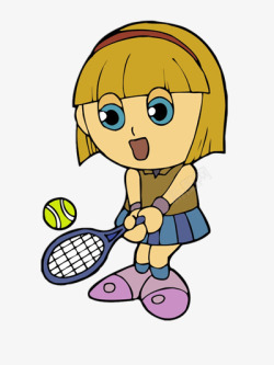 优雅运动的网球小女孩素材
