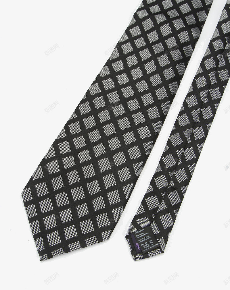 领带png免抠素材_新图网 https://ixintu.com 格纹 男士领带 黑灰色
