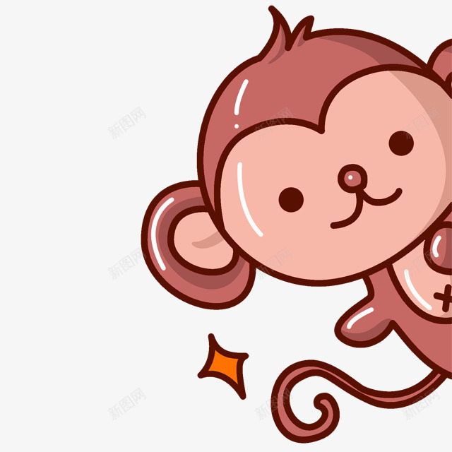 棕色卡通猴子装饰图案png免抠素材_新图网 https://ixintu.com 免抠PNG 卡通 棕色 猴子 装饰图案