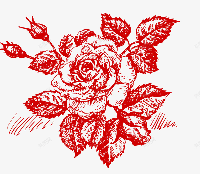 素描红色玫瑰png免抠素材_新图网 https://ixintu.com 图案 玫瑰 玫瑰纹身 素描 红色