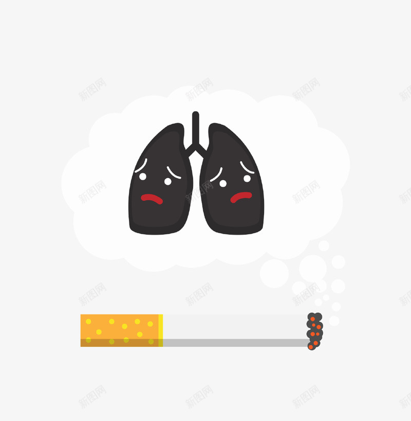 创意吸烟有害健康公益广告插画png免抠素材_新图网 https://ixintu.com 健康 公益广告 创意设计 吸烟有害健康 插画 肺部 香烟 黑色