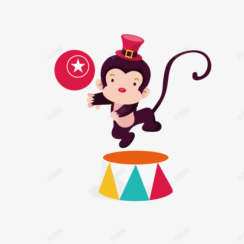 猴子表演png免抠素材_新图网 https://ixintu.com 卡通 猴子 表演 马戏团