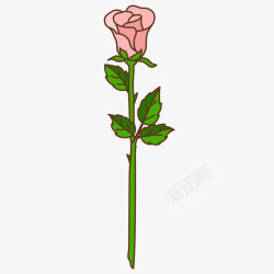 卡通手绘粉红色玫瑰花矢量图素材