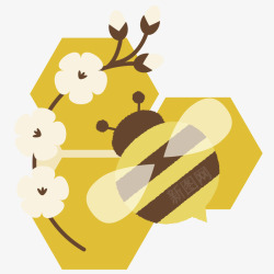 蜜蜂采蜜手绘图案素材