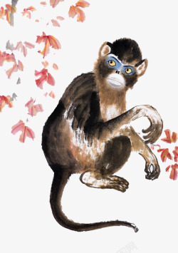 黑色的猩猩手绘黑色猴子高清图片