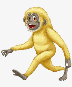 平面猴子卡通手绘可爱走路猴子高清图片