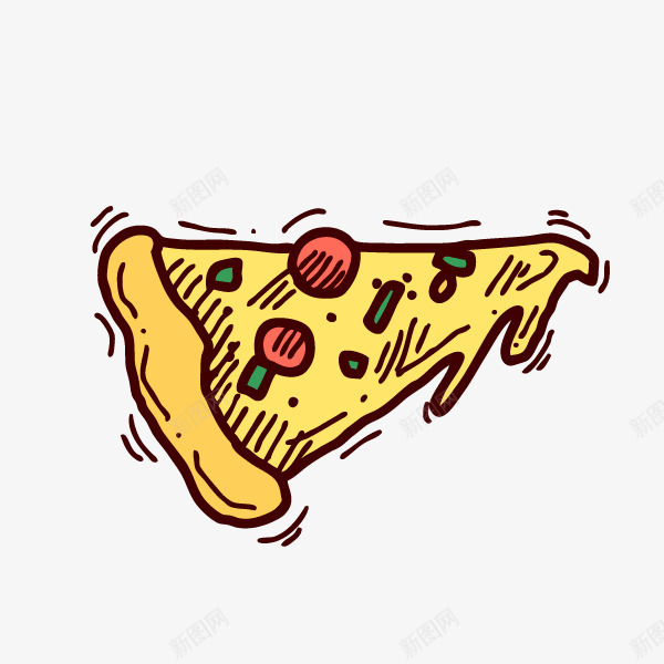 卡通手绘黄色的披萨png免抠素材_新图网 https://ixintu.com 创意 动漫动画 卡通手绘 披萨 食物 黄色