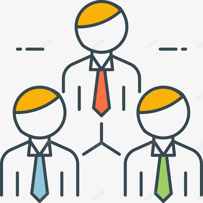 业务团队图标png_新图网 https://ixintu.com 业务团队 彩色底纹 彩色领带 矢量图标 简约人物 设计图