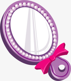 紫色卡通镶边公主镜子素材