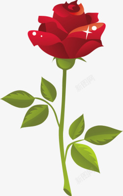 红色玫瑰花元素矢量图素材