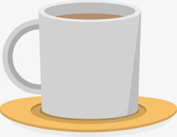 黄色杯垫背景灰色咖啡杯矢量图高清图片