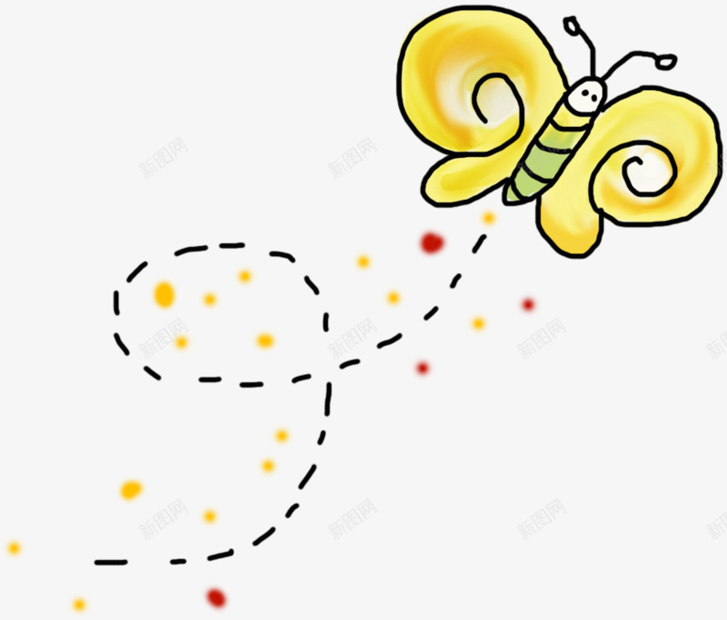 手绘小蜜蜂png免抠素材_新图网 https://ixintu.com 卡通 手绘 简图 黄色 黑色波点
