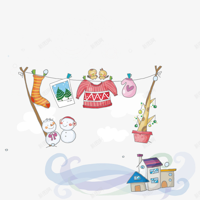 晒衣png免抠素材_新图网 https://ixintu.com 房子 晒衣 晾衣 衣服 袜子