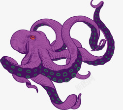 紫色卡通章鱼抠图素材