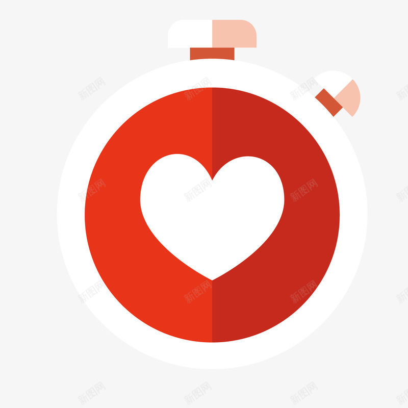 红色心脏测试矢量图ai免抠素材_新图网 https://ixintu.com 圆形 心形 扁平化 时间 渐变 白色 红色 矢量图