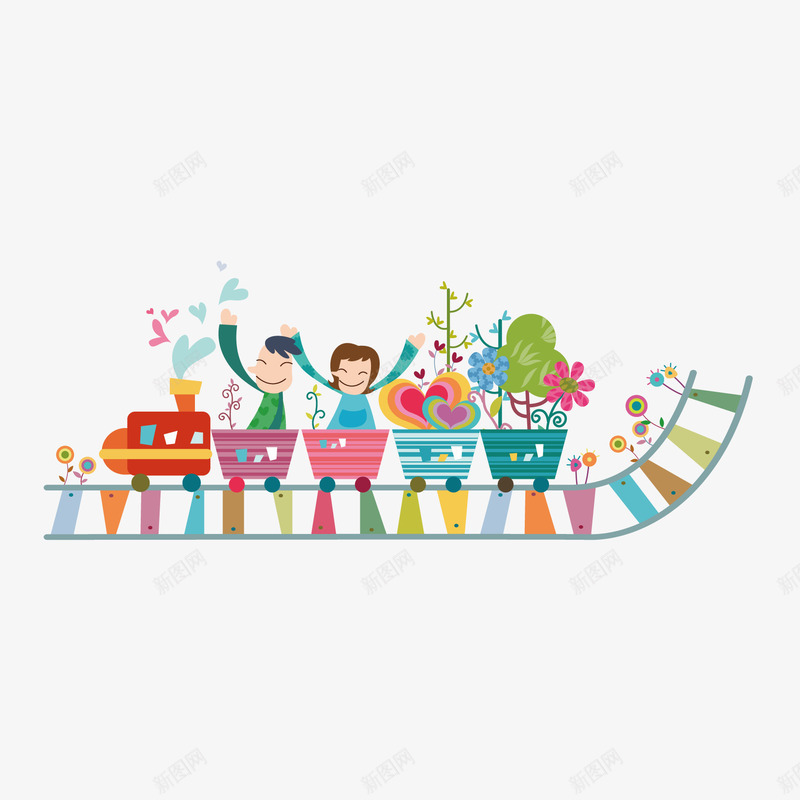 爱心火车png免抠素材_新图网 https://ixintu.com 火车 爱心 铁轨