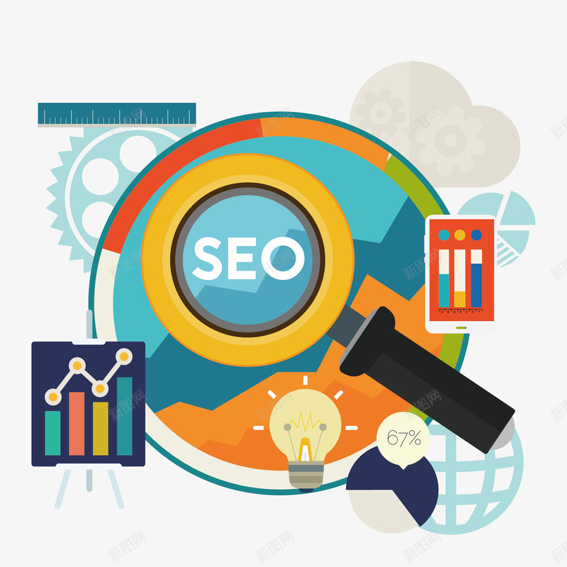 seo搜索png免抠素材_新图网 https://ixintu.com seo 搜索 放大镜