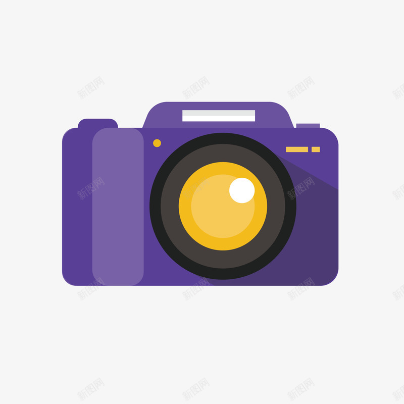 紫色相机png免抠素材_新图网 https://ixintu.com 反光 圆角 扁平化 拍摄 相机 紫色 镜头 高光