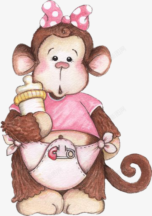 穿粉红衣服的猴子png免抠素材_新图网 https://ixintu.com 分红上衣 猴子 粉红色 蝴蝶结